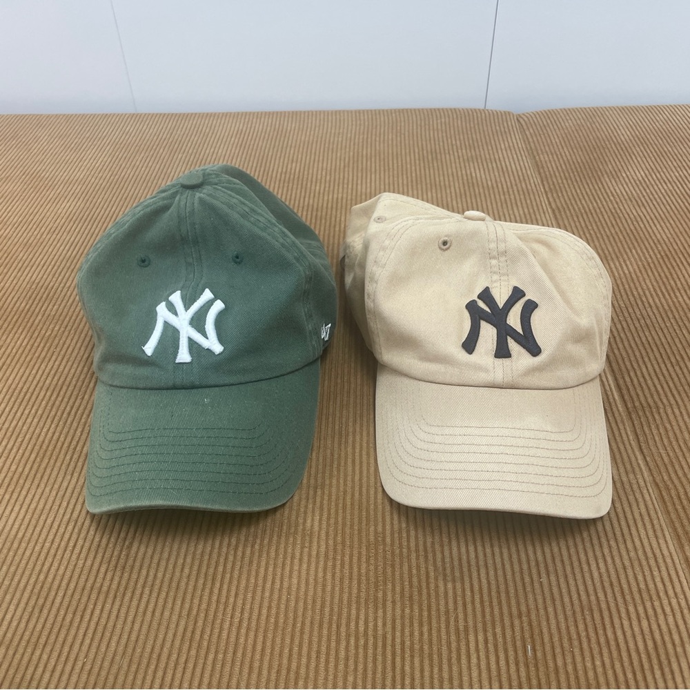 Yankees NY Logo Green and Tan 47 Brand “Clean Up” Dad Hat BUNDLE